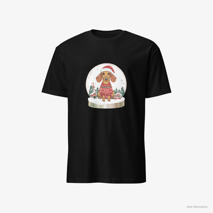 Dachshund Inside a Snow Globe Black T-Shirt