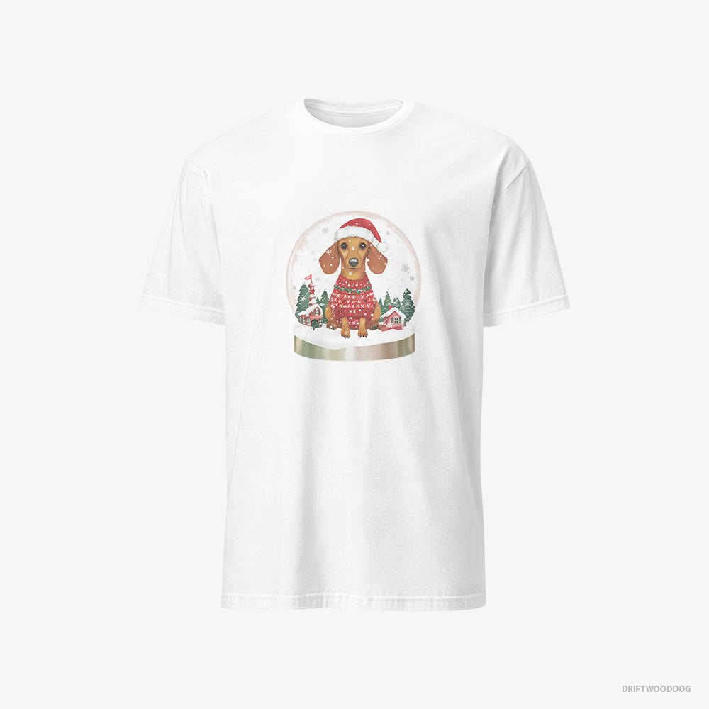 Dachshund T-Shirt – Women White T-Shirt Classic – Inside a Snow Globe (on White Background)