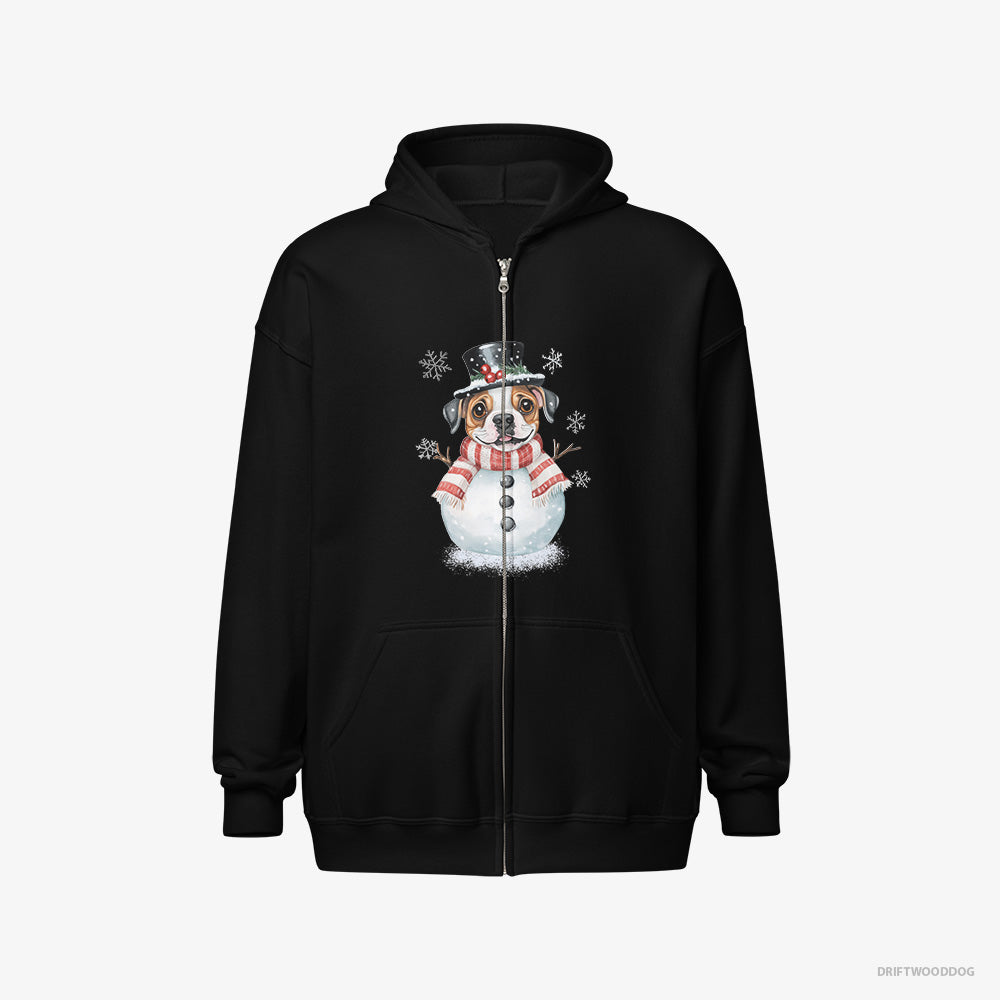 Bulldog in a Full Snowman Getup Full-Zip Hoodie