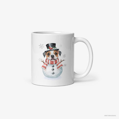 Bulldog in a Full Snowman Getup White Mug