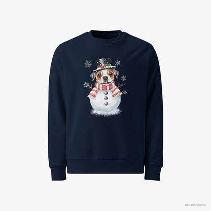 Bulldog in a Full Snowman Getup Navy Sweatshirt