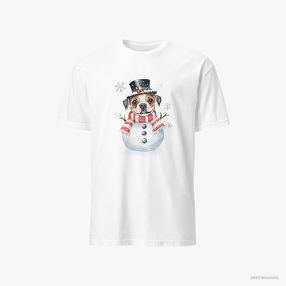 Bulldog in a Full Snowman Getup White T-Shirt