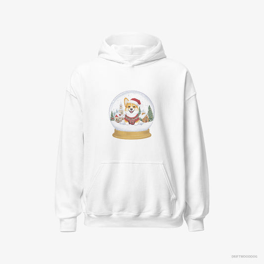 Adorable Corgi in a Christmas Snow Globe – Women's Hoodie White – Classic