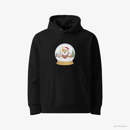 Corgi in a Christmas Snow Globe Black Hoodie