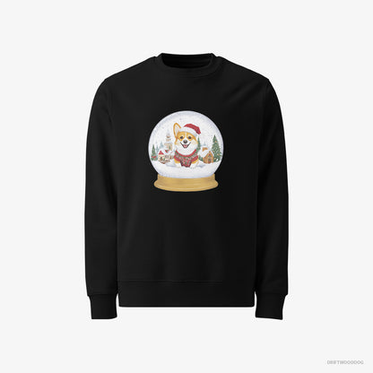 Corgi in a Christmas Snow Globe Black Sweatshirt