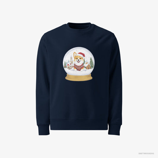 Adorable Corgi in a Christmas Snow Globe – Women's Sweatshirt Navy – Classic