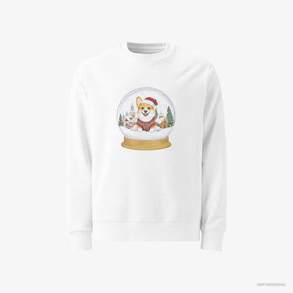 Corgi in a Christmas Snow Globe White Sweatshirt