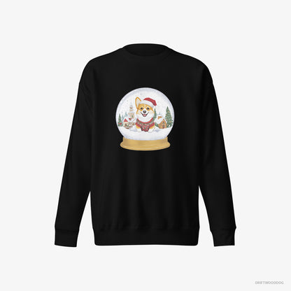 Corgi in a Christmas Snow Globe Black Sweatshirt