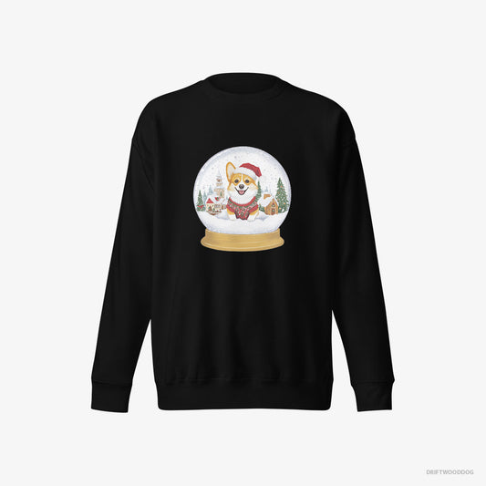 Adorable Corgi in a Christmas Snow Globe – Men's Sweatshirt Black Eco – Eco-Friendly