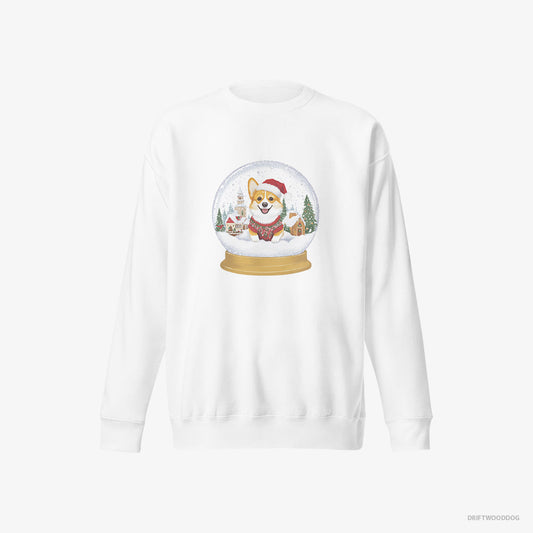 Adorable Corgi in a Christmas Snow Globe – Men's Sweatshirt White Eco – Eco-Friendly