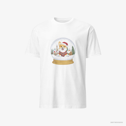 Adorable Corgi in a Christmas Snow Globe – Men's T-Shirt White – Classic