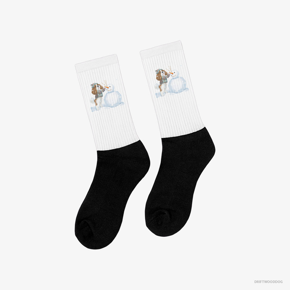 Cavalier King Charles Spaniel Sculpting a Snowman Classic Socks