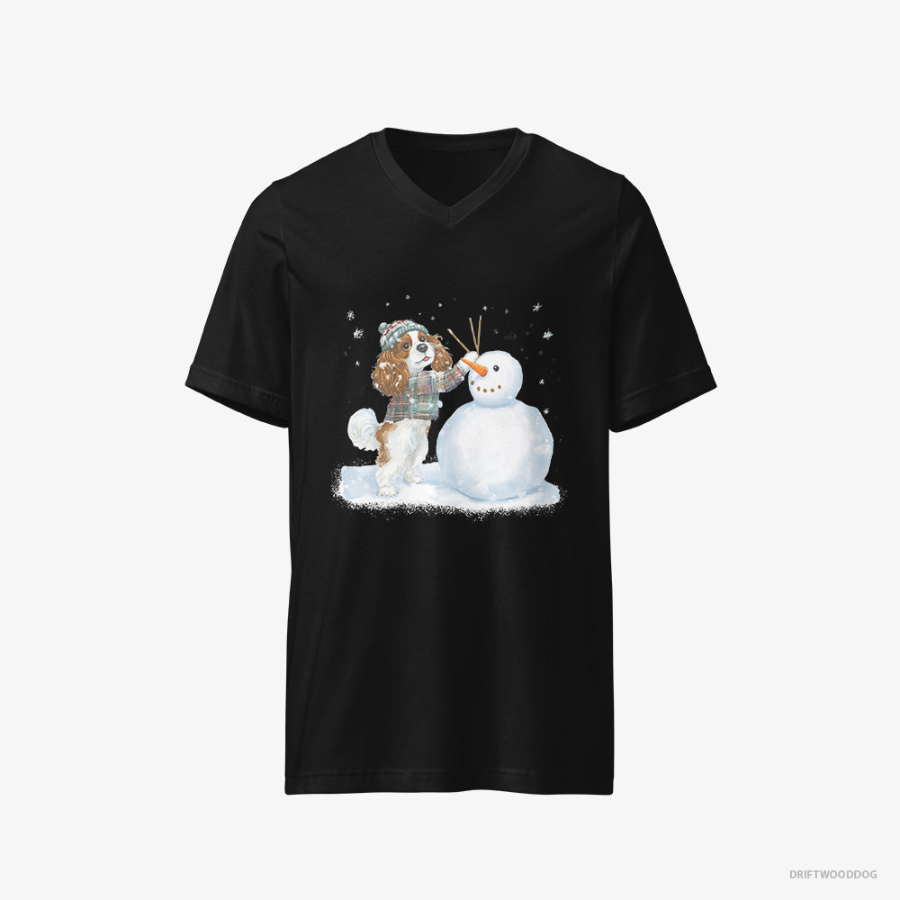 CKC Spaniel Sculpting a Snowman – Women's T-Shirt Black V-Neck – V-Neck