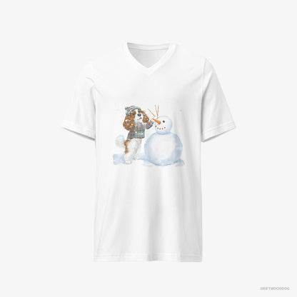 Cavalier King Charles Spaniel Sculpting a Snowman White T-Shirt