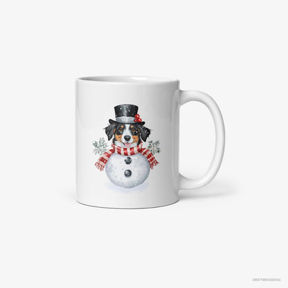 Border Collie Dressed as a Snowman White Mug