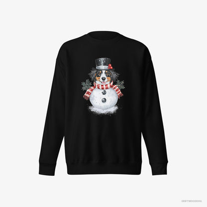 Border Collie Dressed as a Snowman Black Sweatshirt