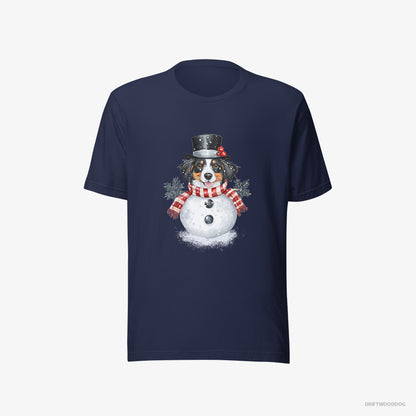 Border Collie Dressed as a Snowman Navy T-Shirt