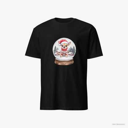 Chihuahua in a Festive Snow Globe Black T-Shirt