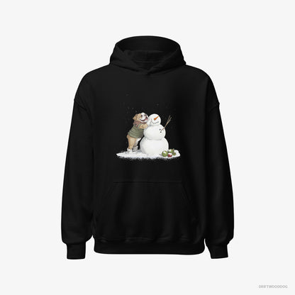 Bulldog Creating a Snowman Black Hoodie