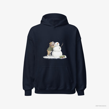 Bulldog Creating a Snowman Navy Hoodie