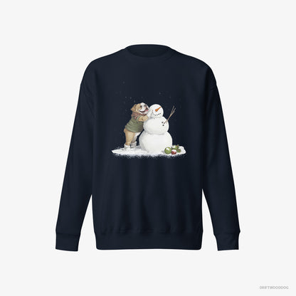 Bulldog Creating a Snowman Navy Sweatshirt