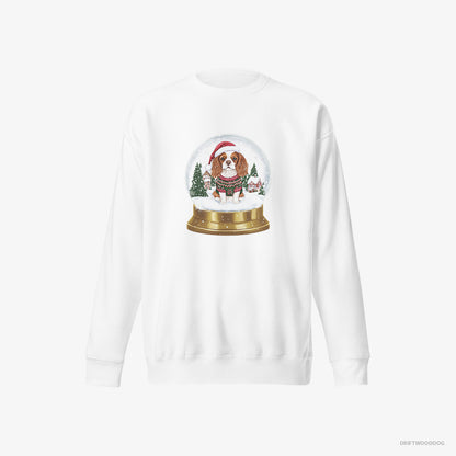 Cavalier King Charles Spaniel in a Christmas Snow Globe White Sweatshirt