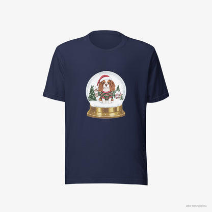 Cavalier King Charles Spaniel in a Christmas Snow Globe Navy T-Shirt