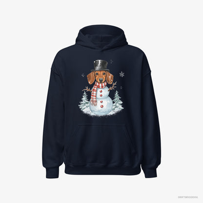 Dachshund in a Snowman Costume Navy Hoodie