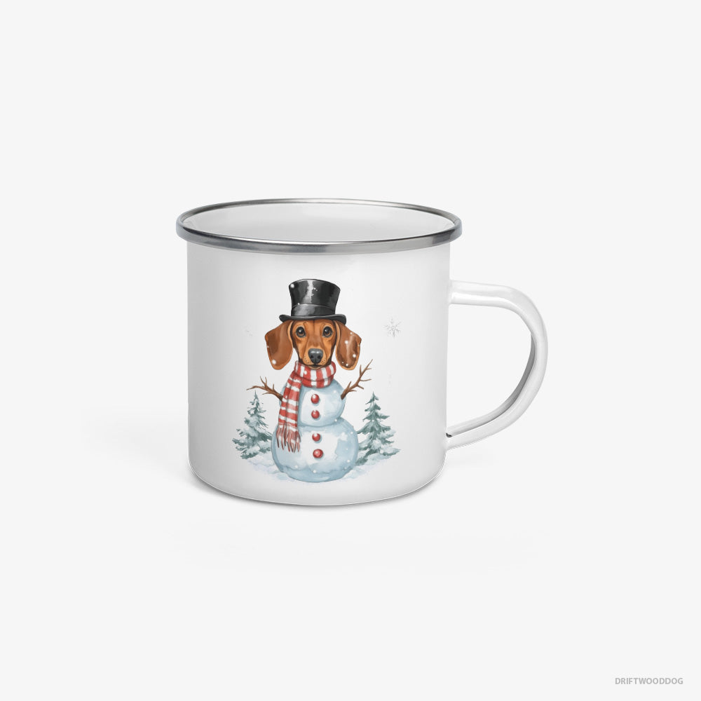 Dachshund in a Snowman Costume Enamel Mug