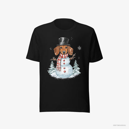 Dachshund in a Snowman Costume Black T-Shirt