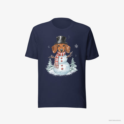 Dachshund in a Snowman Costume Navy T-Shirt