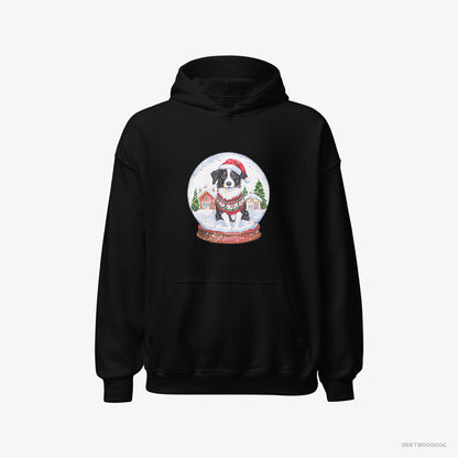 Border Collie Inside a Holiday Snow Globe Black Hoodie