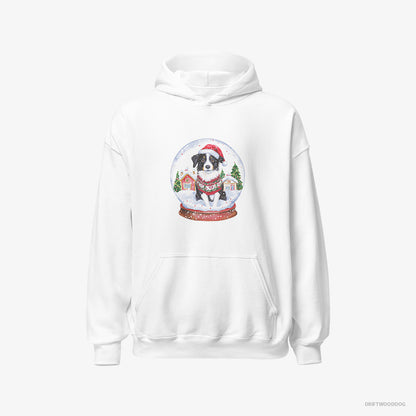 Border Collie Inside a Holiday Snow Globe White Hoodie