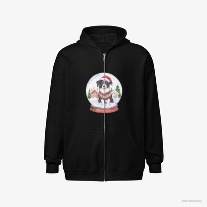 Border Collie Inside a Holiday Snow Globe Black Hoodie