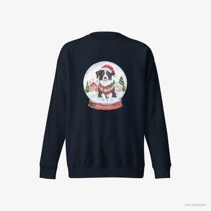 Border Collie Inside a Holiday Snow Globe Navy Sweatshirt