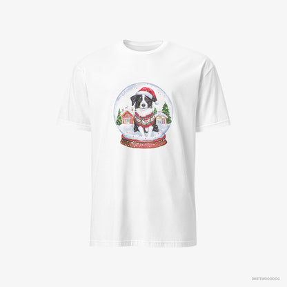 Border Collie Inside a Holiday Snow Globe White T-Shirt