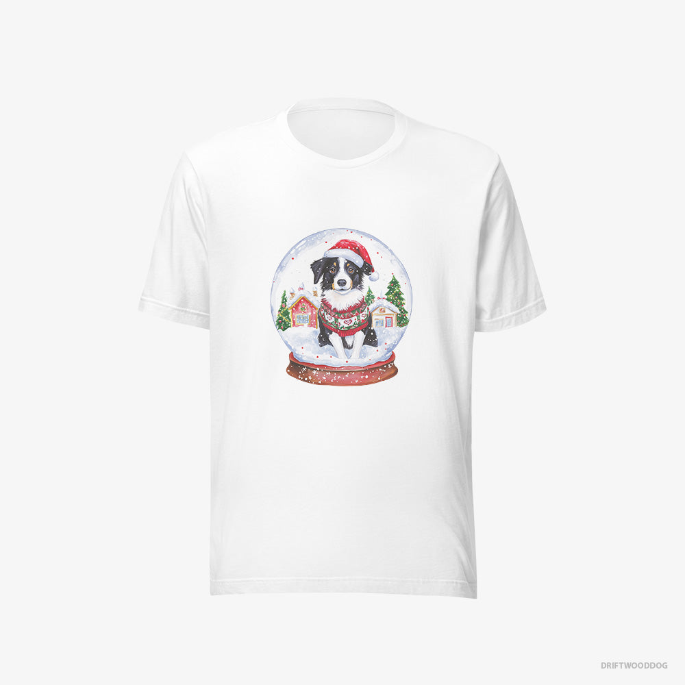 Border Collie Inside a Holiday Snow Globe – Men's T-Shirt White Eco – Eco-Friendly