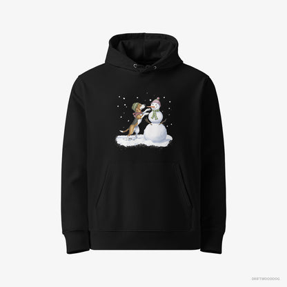 Beagle Putting Together a Snowman Black Hoodie