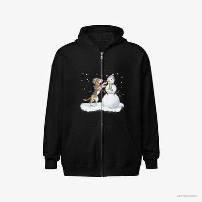 Beagle Putting Together a Snowman Black Hoodie