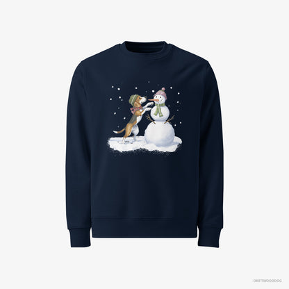 Beagle Putting Together a Snowman Navy Sweatshirt