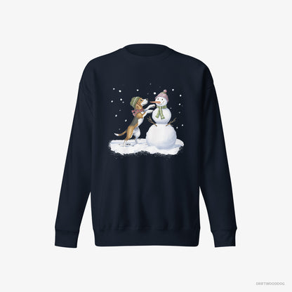 Beagle Putting Together a Snowman Navy Sweatshirt