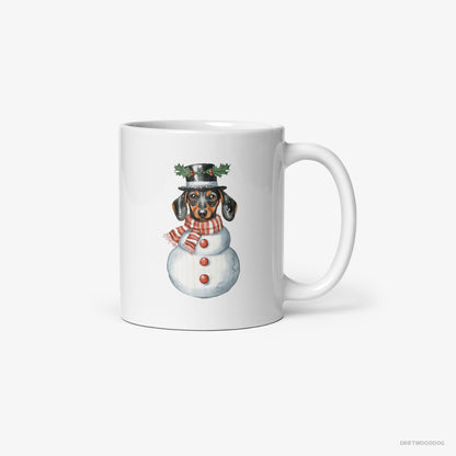 Dachshund Rocking a Snowman Costume White Mug