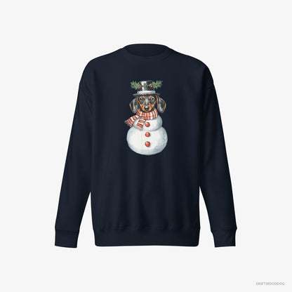 Dachshund Rocking a Snowman Costume Navy Sweatshirt