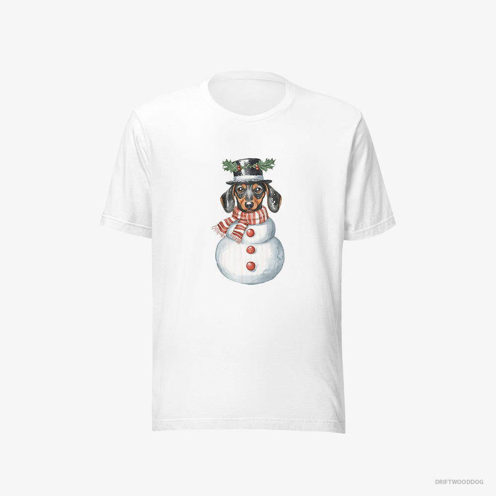 Dachshund Rocking a Snowman Costume – Men's T-Shirt White Eco – Eco-Friendly