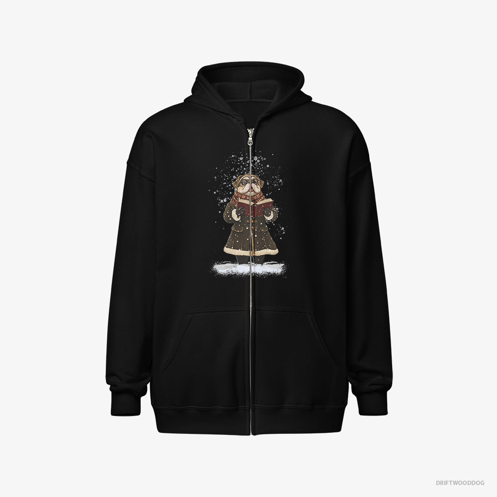 Pug Singing Christmas Carols in the Snow Full-Zip Hoodie