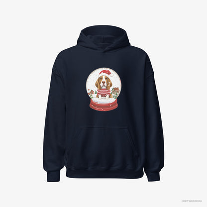 Basset Hound Encased in a Christmas Snow Globe Navy Hoodie