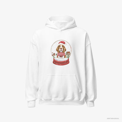 Basset Hound Encased in a Christmas Snow Globe White Hoodie