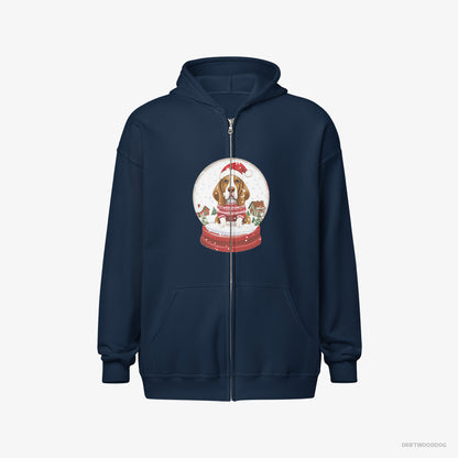 Basset Hound Encased in a Christmas Snow Globe Navy Hoodie