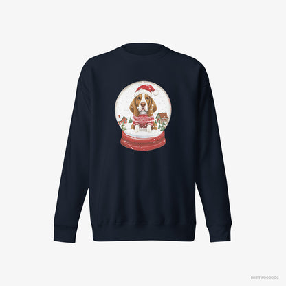 Basset Hound Encased in a Christmas Snow Globe Navy Sweatshirt