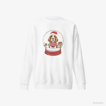 Basset Hound Encased in a Christmas Snow Globe White Sweatshirt